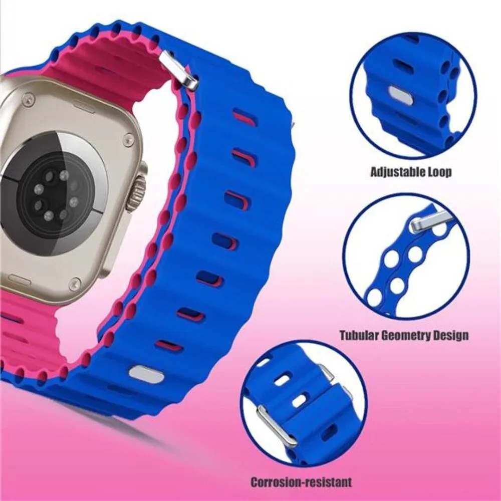 Sport Soft Silicone Compatible with Apple Watch Ocean Band Wristband Ultra 9 8 7